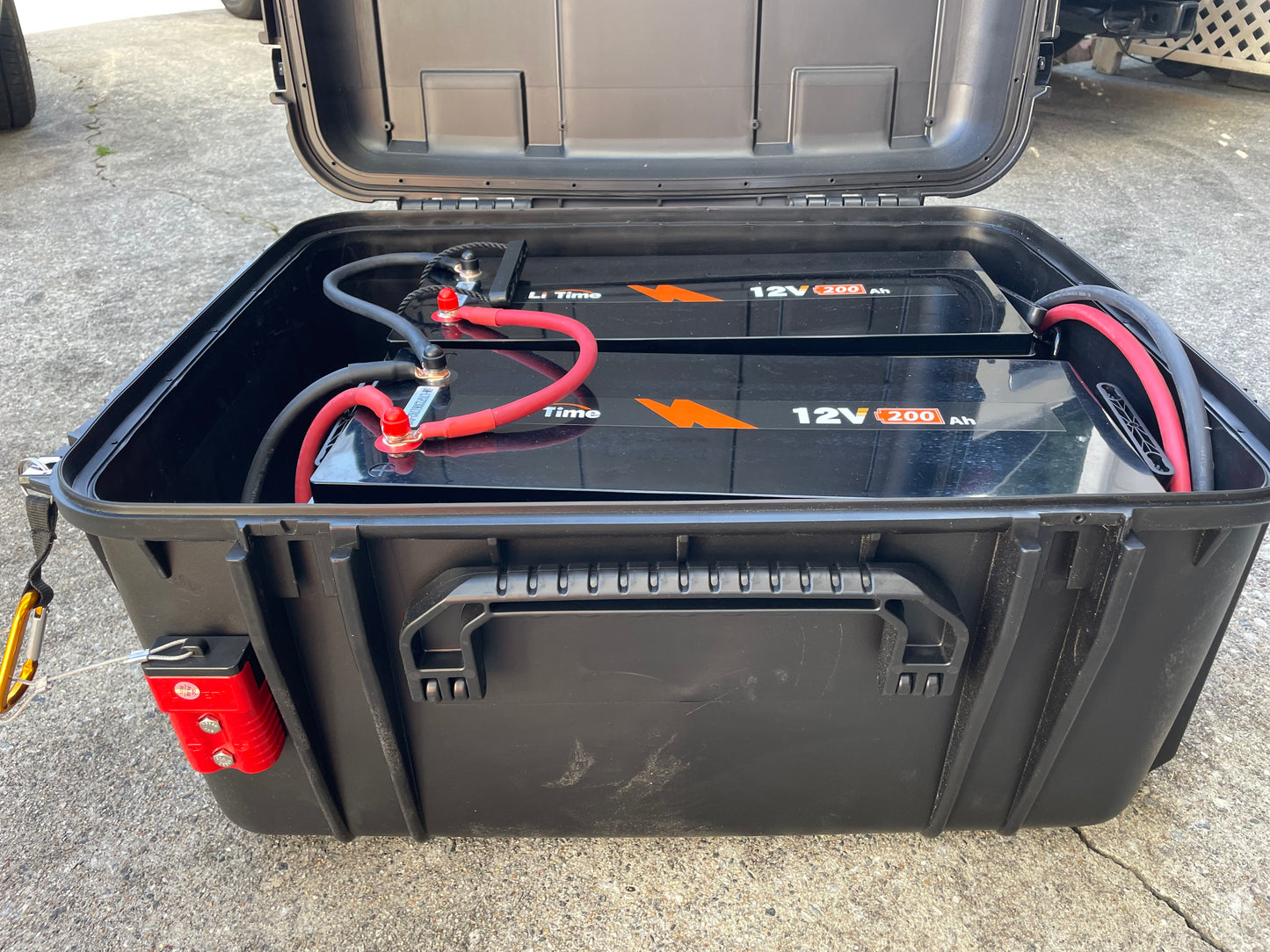 Roller case with 2 each 200 amp hour batteries storage expansion