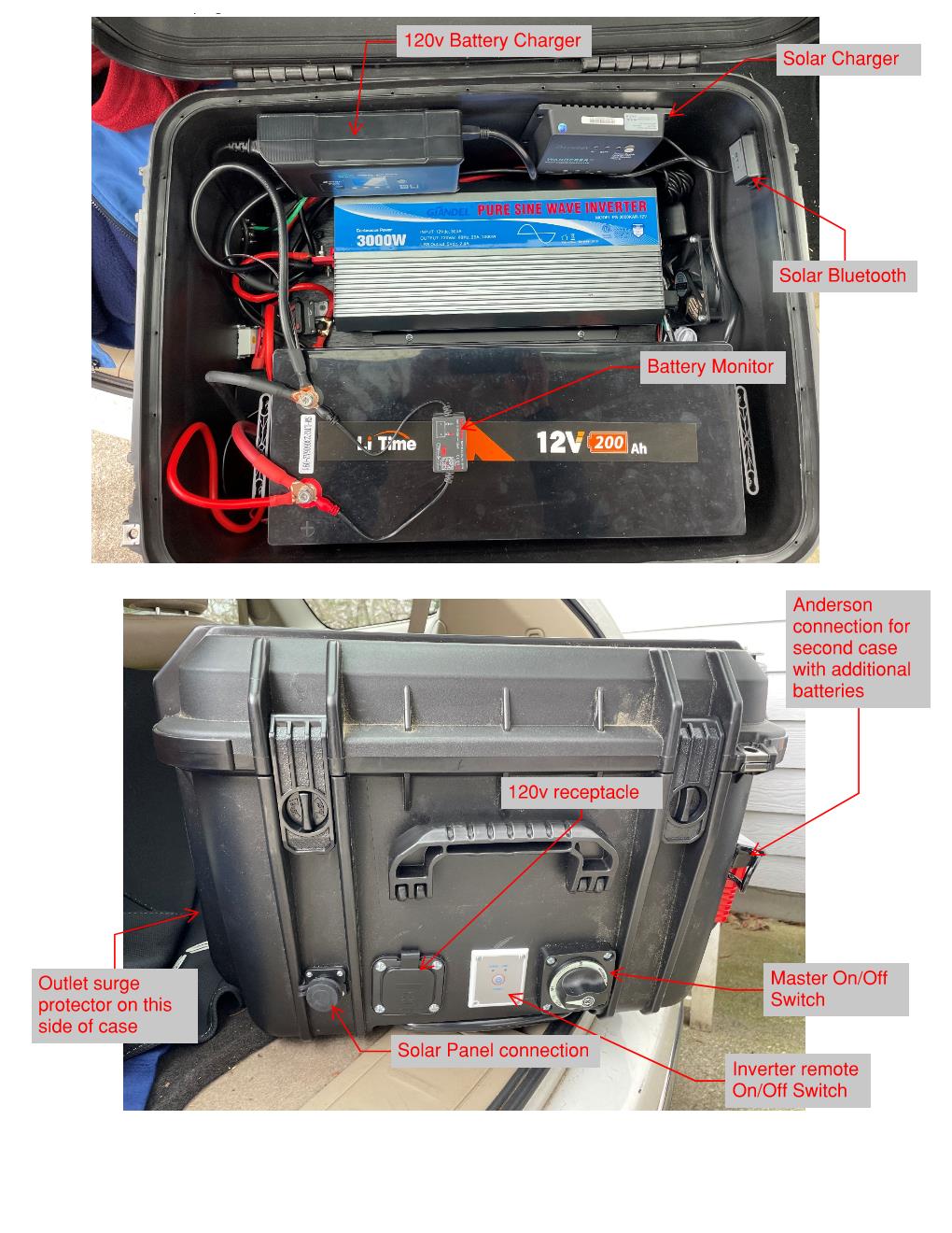 3,000 watt inverter w/ 200 amp hour battery backup power system